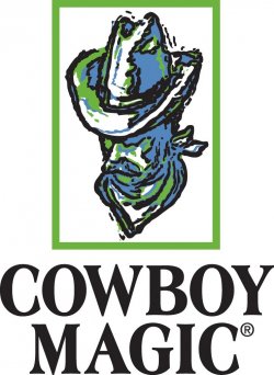 Cowboy-Magic-logo Produkty Cowboy Magic poskytují vysoce kvalitní péči, včetně šamponů, kondicionérů a dokončovacích sprejů a gelů pro koňský svět.