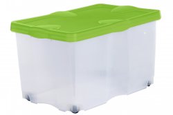 Keeeper Transparentní úložný box s kolečky hannah 62L