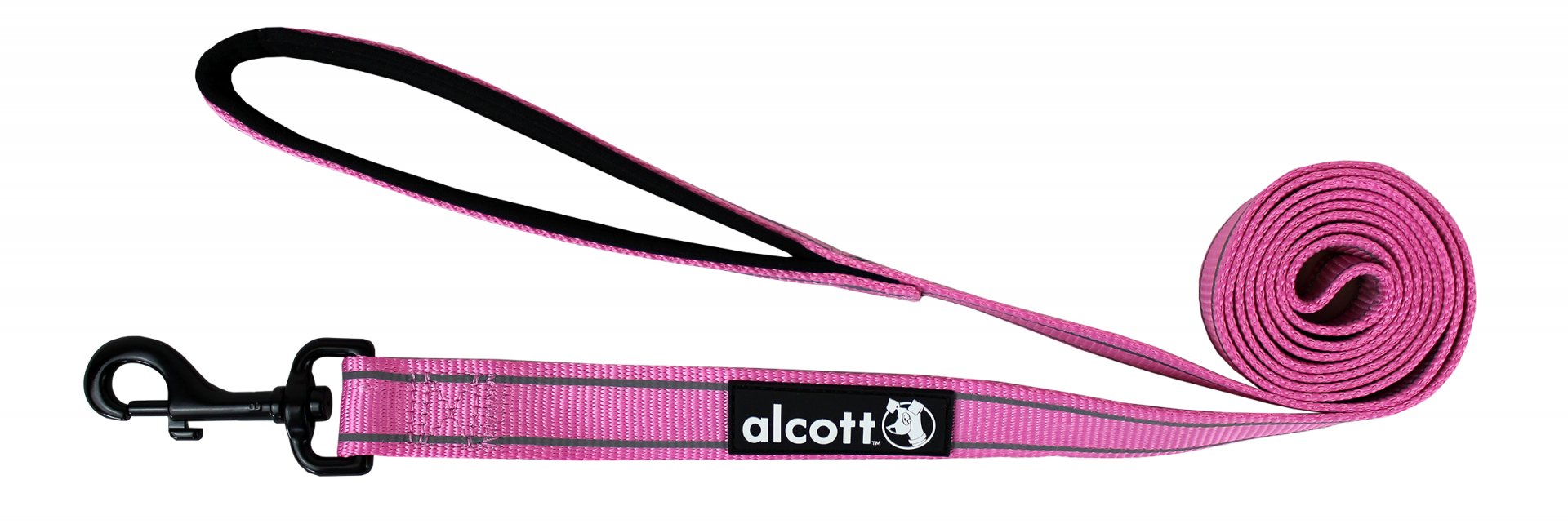 Alcott reflexní vodítko pro psy, růžové, velikost 