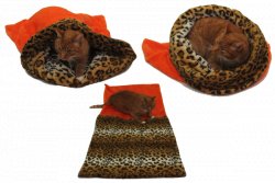Marysa pelíšek 3v1 pro kočky, oranžový/leopard, velikost XL