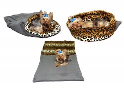 Marysa pelíšek 3v1 pro psy, šedý/leopard, velikost XL