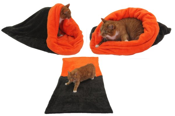 Marysa pelíšek 3v1 pro kočky, tmavě šedý/oranžová,