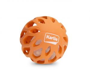 Karlie Gumová mřížkovaná koule s LED světlem uvnitř 8,3cm oranžová