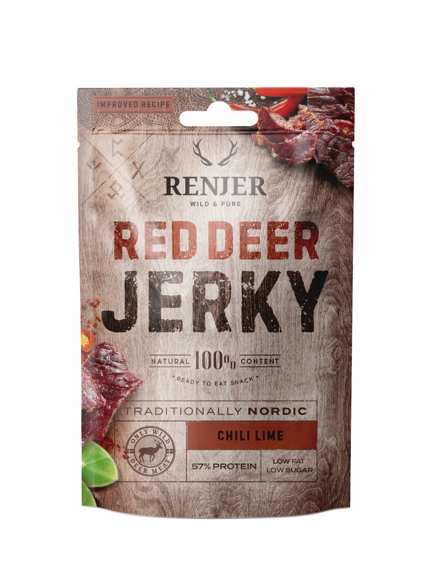 RENJER Modern Nordic Red Deer (Jelení) Jerky Chili & Lime 25g