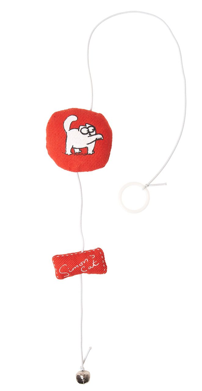 Karlie Hračka pro kočky - Simons Cat červený oválný polštářek na provázku Kráva 6x6x2cm
