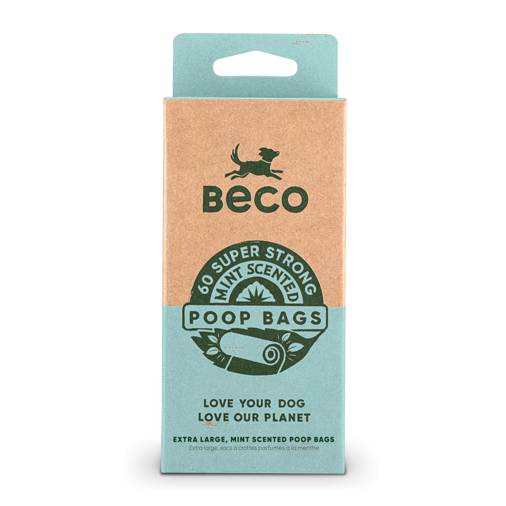 Sáčky na exkrementy Beco, 60 ks, s peprmintovou aroma, z recyklovaných materiálů