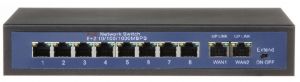 Osmiportový 10/100 Mbps PoE switch s 2x gigabitovým uplinkem
